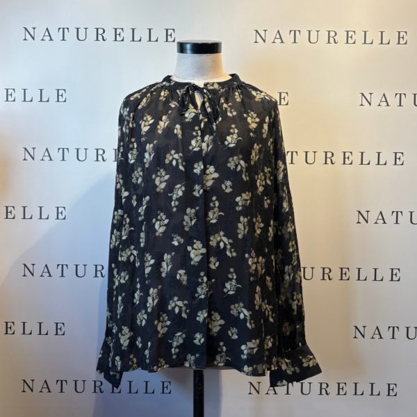 Blouse Vince Zwart Beige Print - Maat L