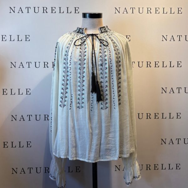 Blouse Antik Batik Zwart/Wit Print - Maat M