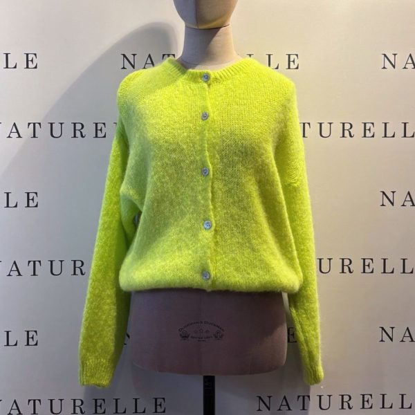 Vest La Maille Parisienne Alpaca Fluor Geel - Één Maat (nieuw!)